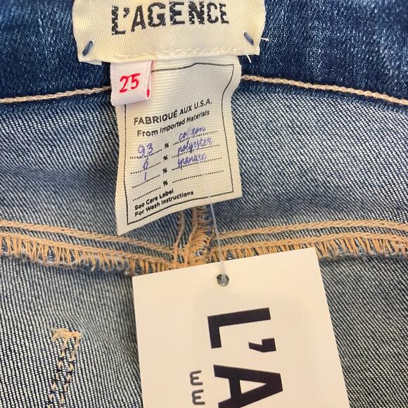 NWT L'AGENCE Sada High Rise Crop Slim Jeans 25 0 Raw Hem Laredo Wash Straight - Picture 6 of 8